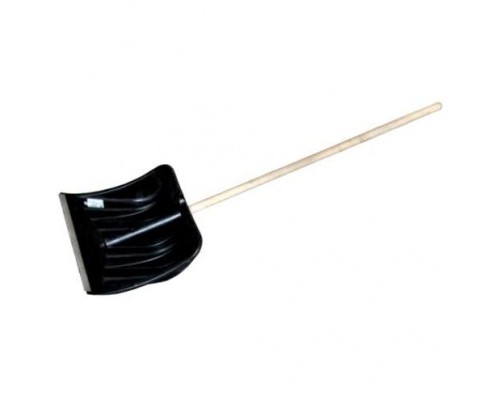 Лопата для снега пластик, металлическая планка, деревянный черенок 400х490мм