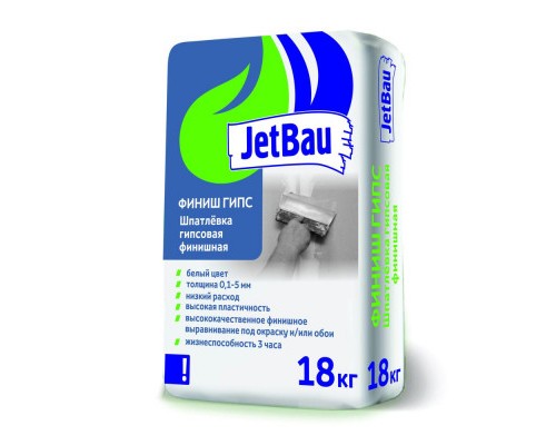 Шпатлевка гипсовая финишная JetBau "ФИНИШ ГИПС" Джетбау (18кг) ГОСТ р 58278-2018