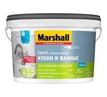 Краска латексная Marshall BW для Кухни и Ванной матовая (2.5л)