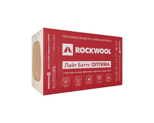 Минераловатные плиты ROCKWOOL Лайт Баттс ОПТИМА (1000х600х50мм) (6м2/0,3м3/10шт/35кг/м3)