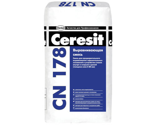 Выравнивающая смесь для пола Ceresit CN 178 церезит 25кг слой 5-80мм