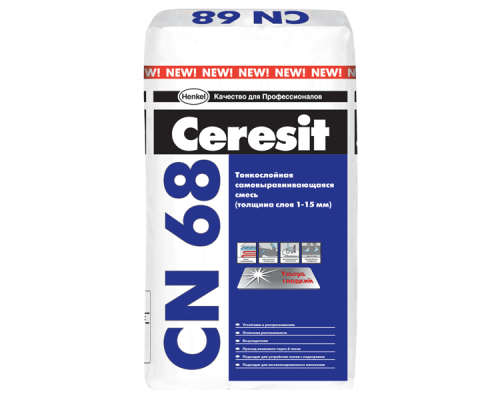 Самовыравнивающаяся смесь тонкослойная Ceresit CN 68 (25кг) слой 1-15мм