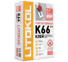 Клей LitoFloor K66 ЛитоФлор К66 для толстослойной укладки напольной плитки и керамогранита по неровным основаниям