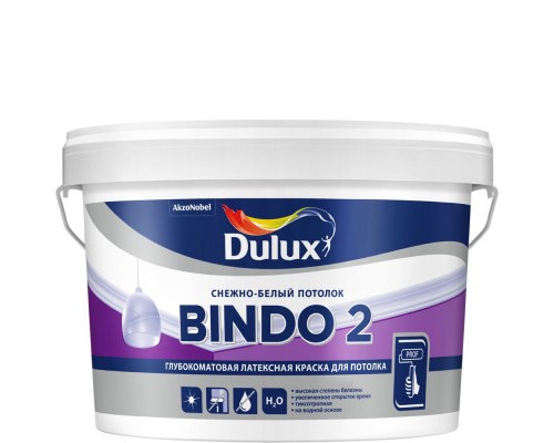 Краска латексная БИНДО 2 (4,5л) Dulux Bindo 2 Снежно-белый потолок