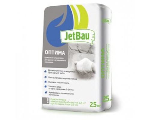 JetBau Цементно-песчаная штукатурка Оптима Джетбау 25кг ГОСТ 33083-2014