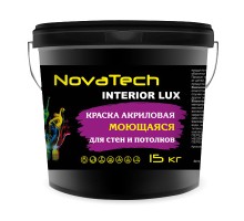 Краска акриловая интерьерная NovaTech Interioir LUX интерьерная моющаяся супербелая 15 кг
